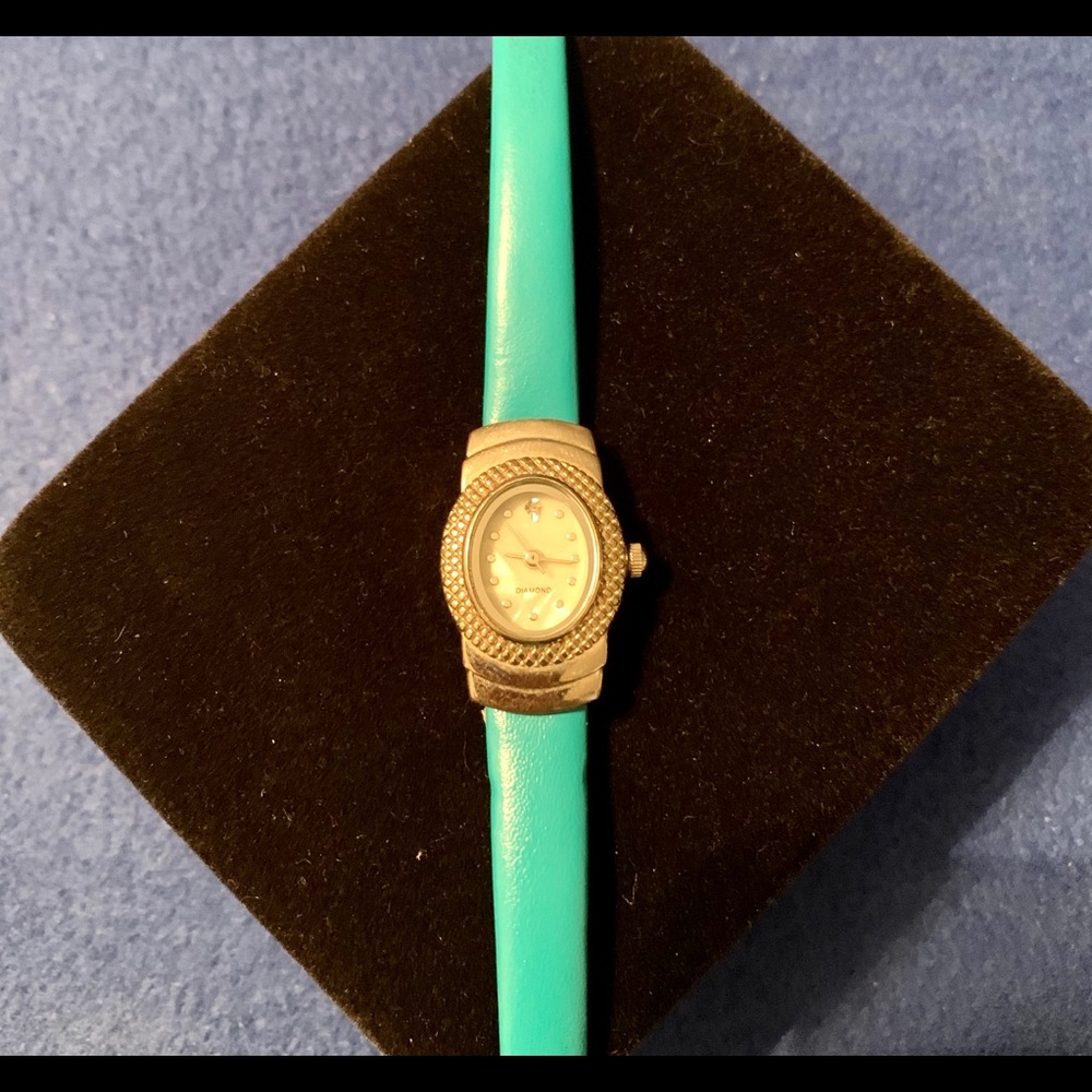 Sleek thin line turquoise & silver watch